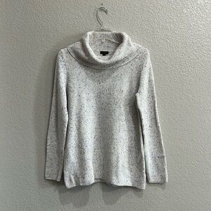 Talbots Pullover Cowl Neck Speckled Confetti Sweater White Multicolor Cozy Sz M